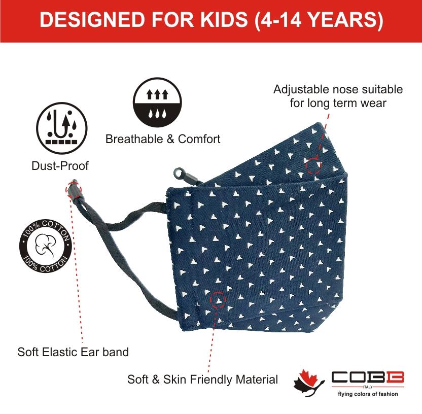 Cobb Kids 3 Layer 3D Cotton Mask Pack of 3 (Assorted Design)