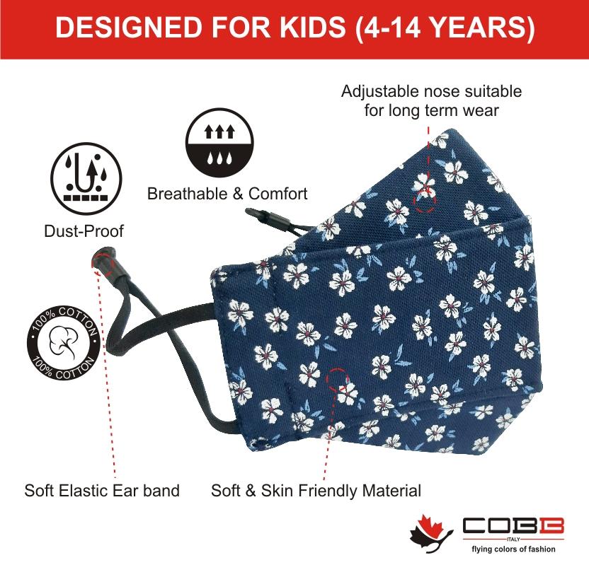 Cobb Kids 3 Layer 3D Cotton Mask Pack of 3 (Assorted Design)