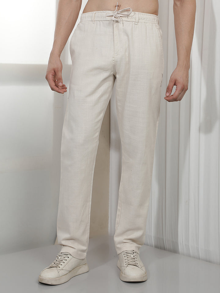 CREAM SELF-DESIGN SUMMER LOWER