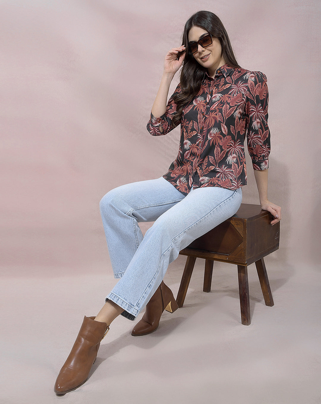 MISS FOREVER MEHROON PRINTED CASUAL SHIRT