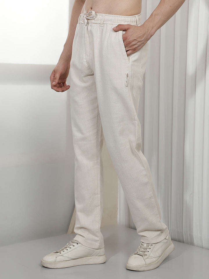 CREAM SELF-DESIGN SUMMER LOWER