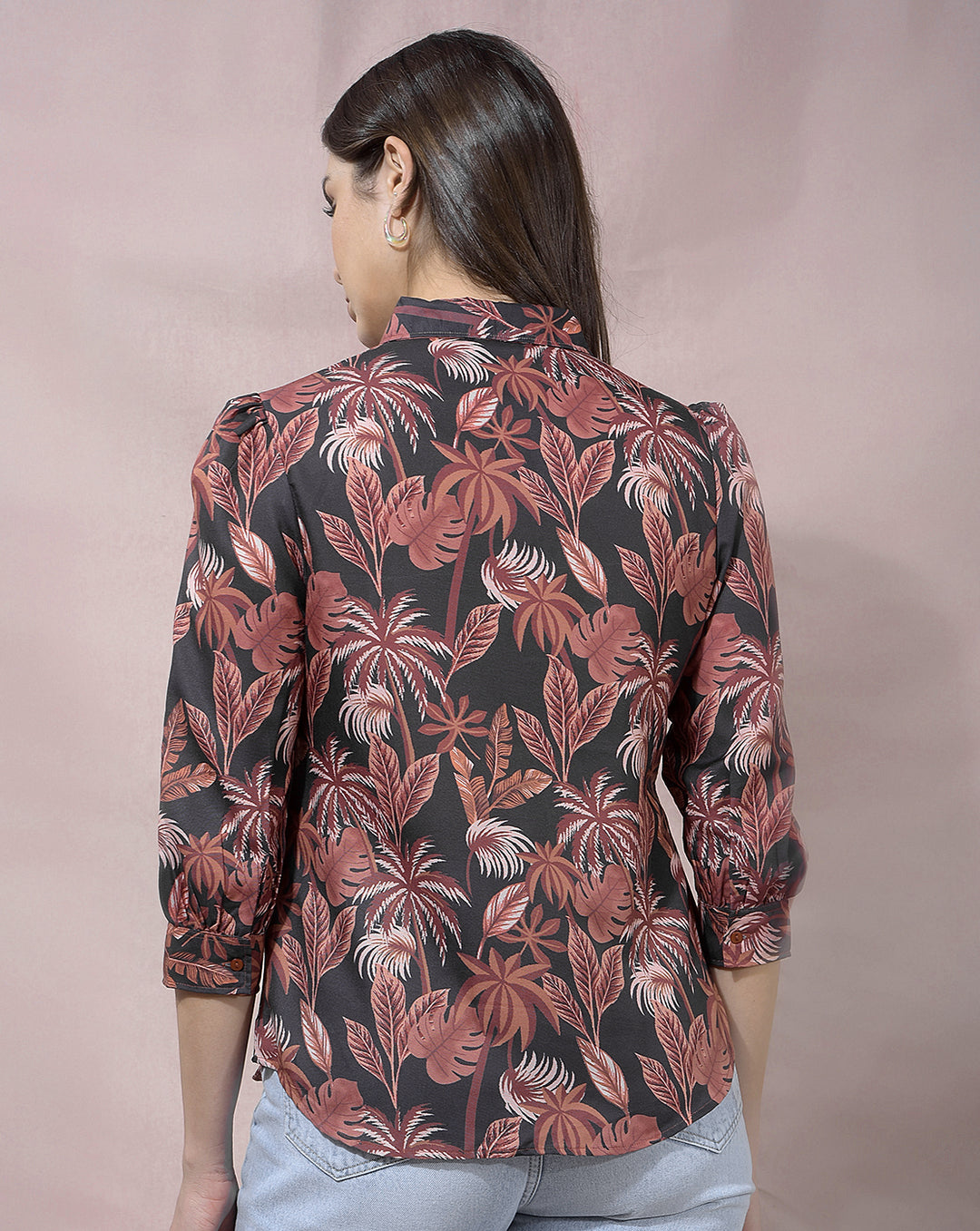 MISS FOREVER MEHROON PRINTED CASUAL SHIRT