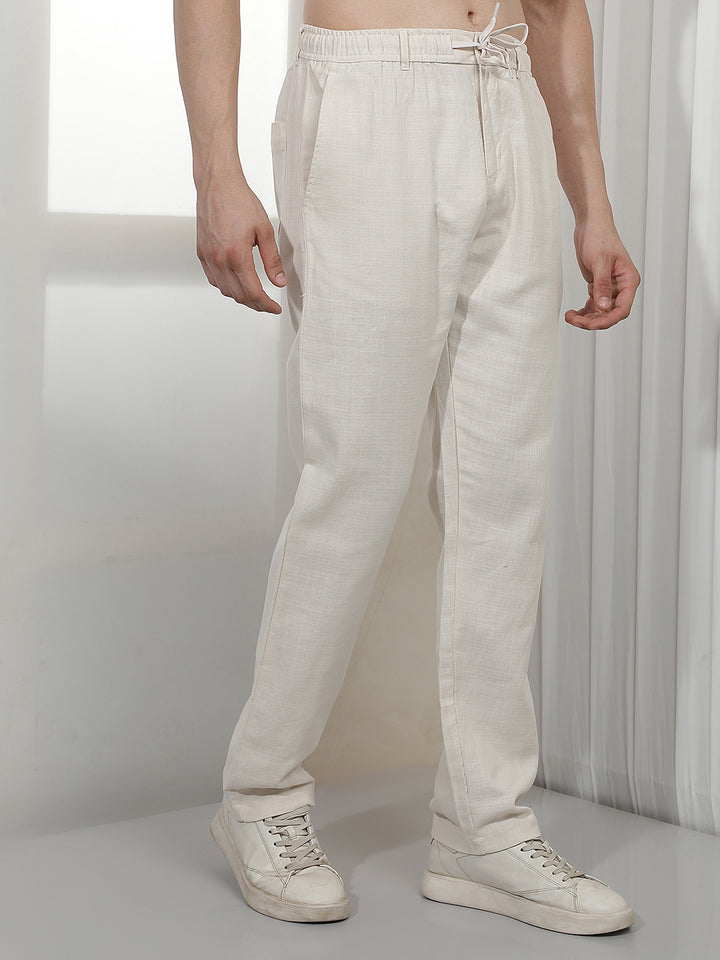 CREAM SELF-DESIGN SUMMER LOWER