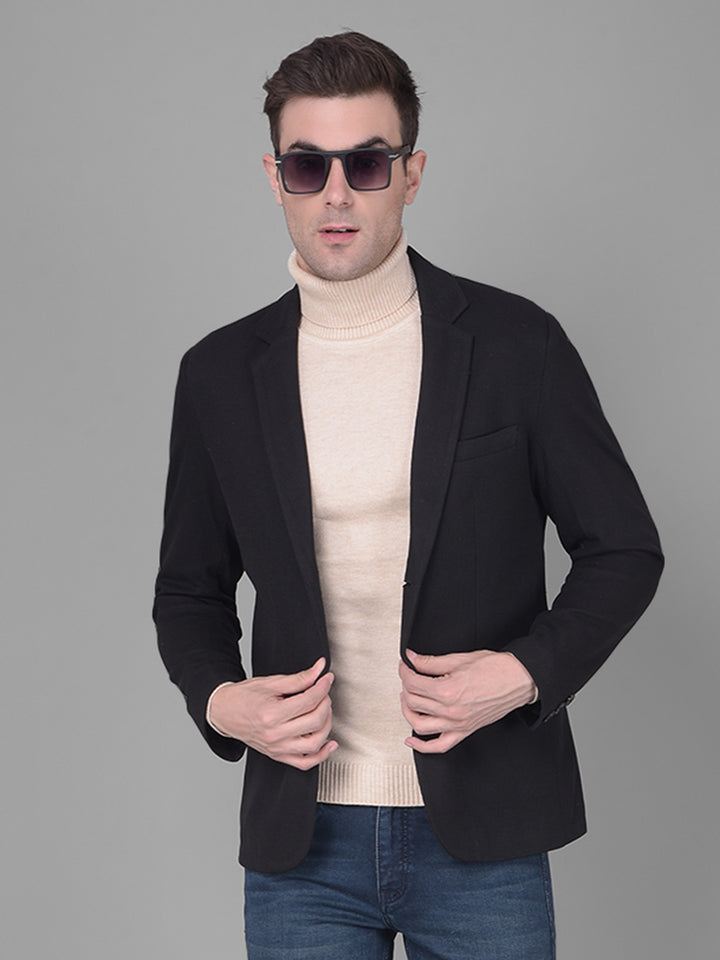 COBB SOLID BLACK CASUAL BLAZER