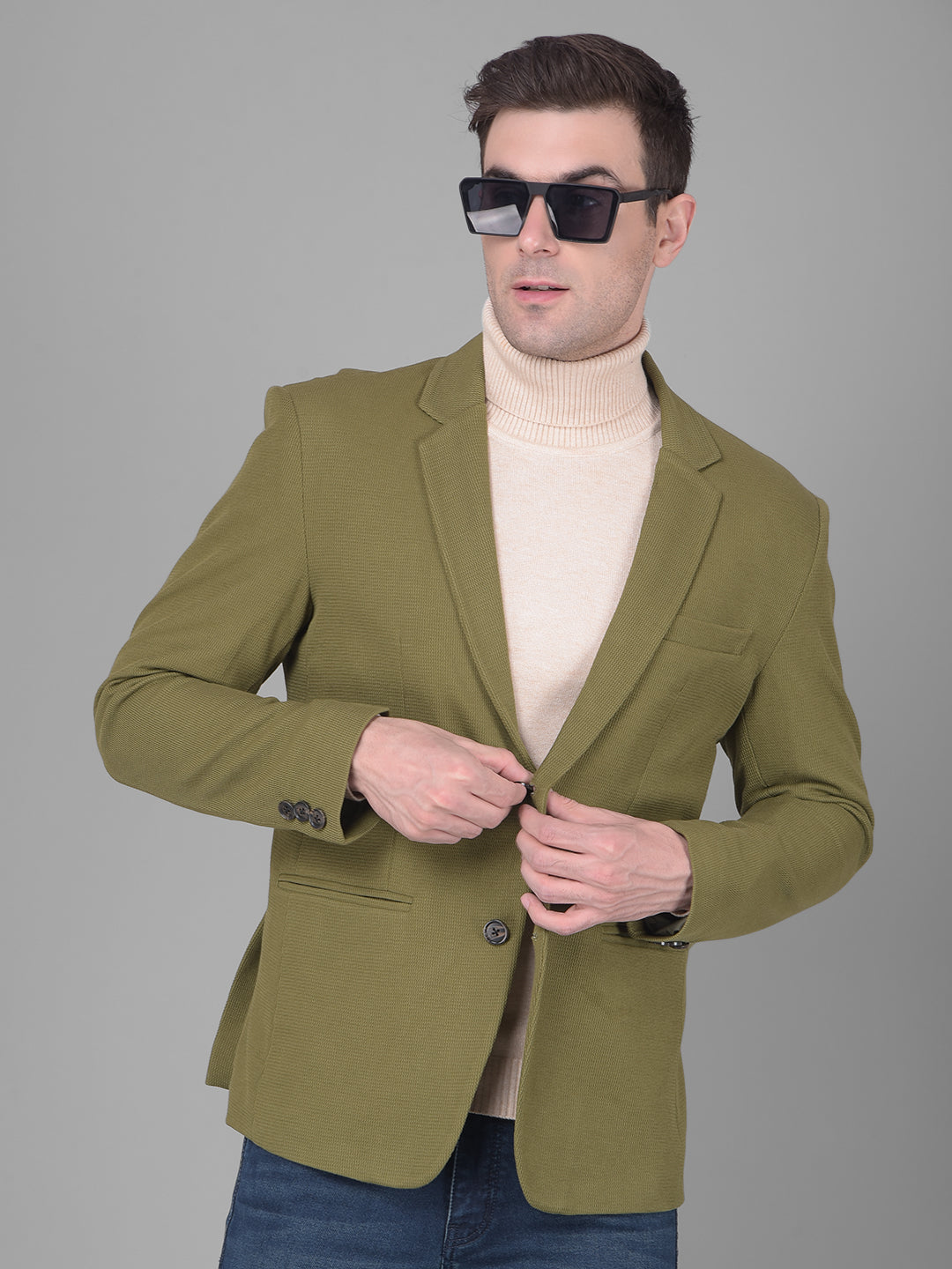 COBB SOLID OLIVE CASUAL BLAZER