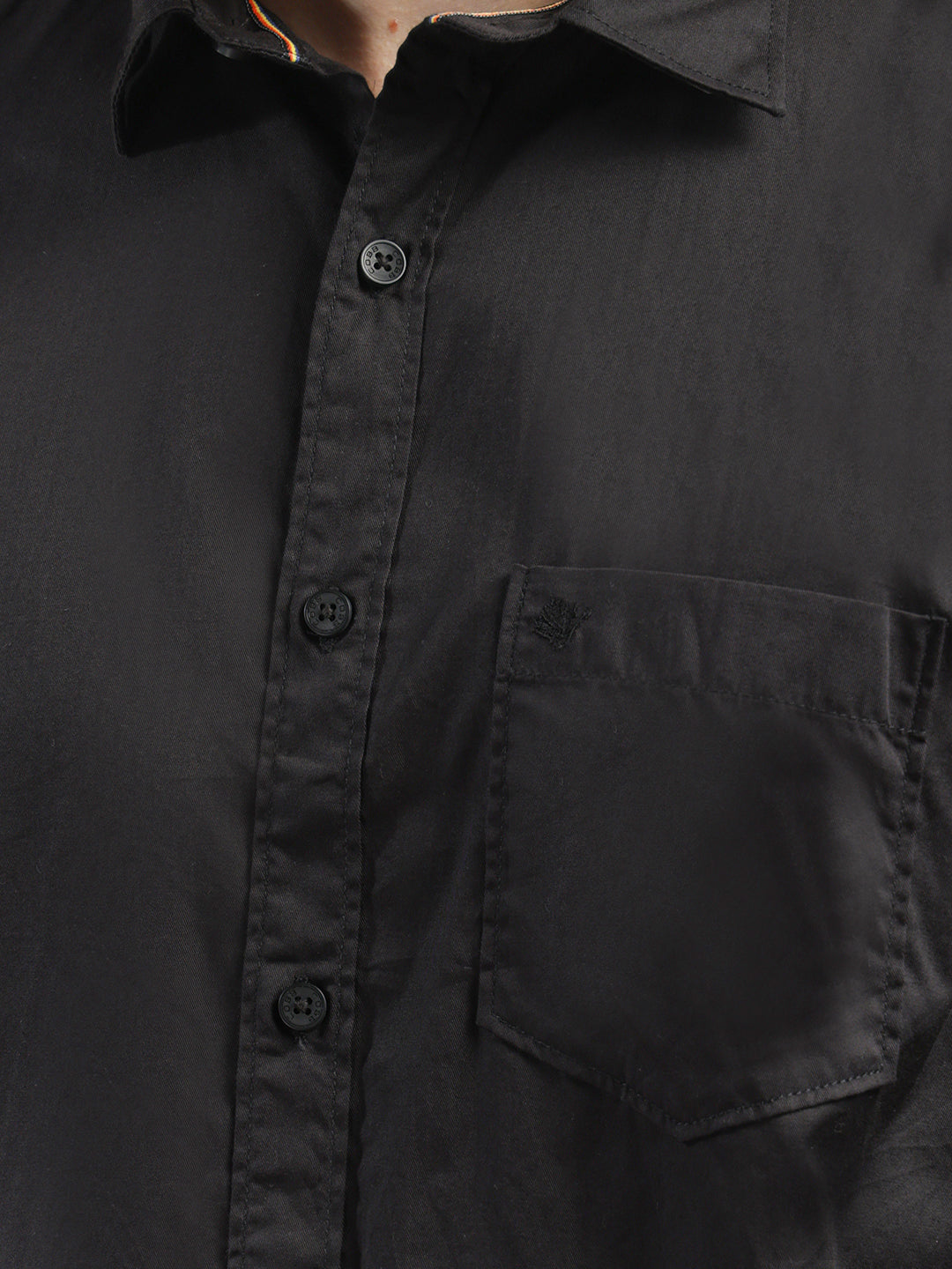 cobb solid black slim-fit casual shirt