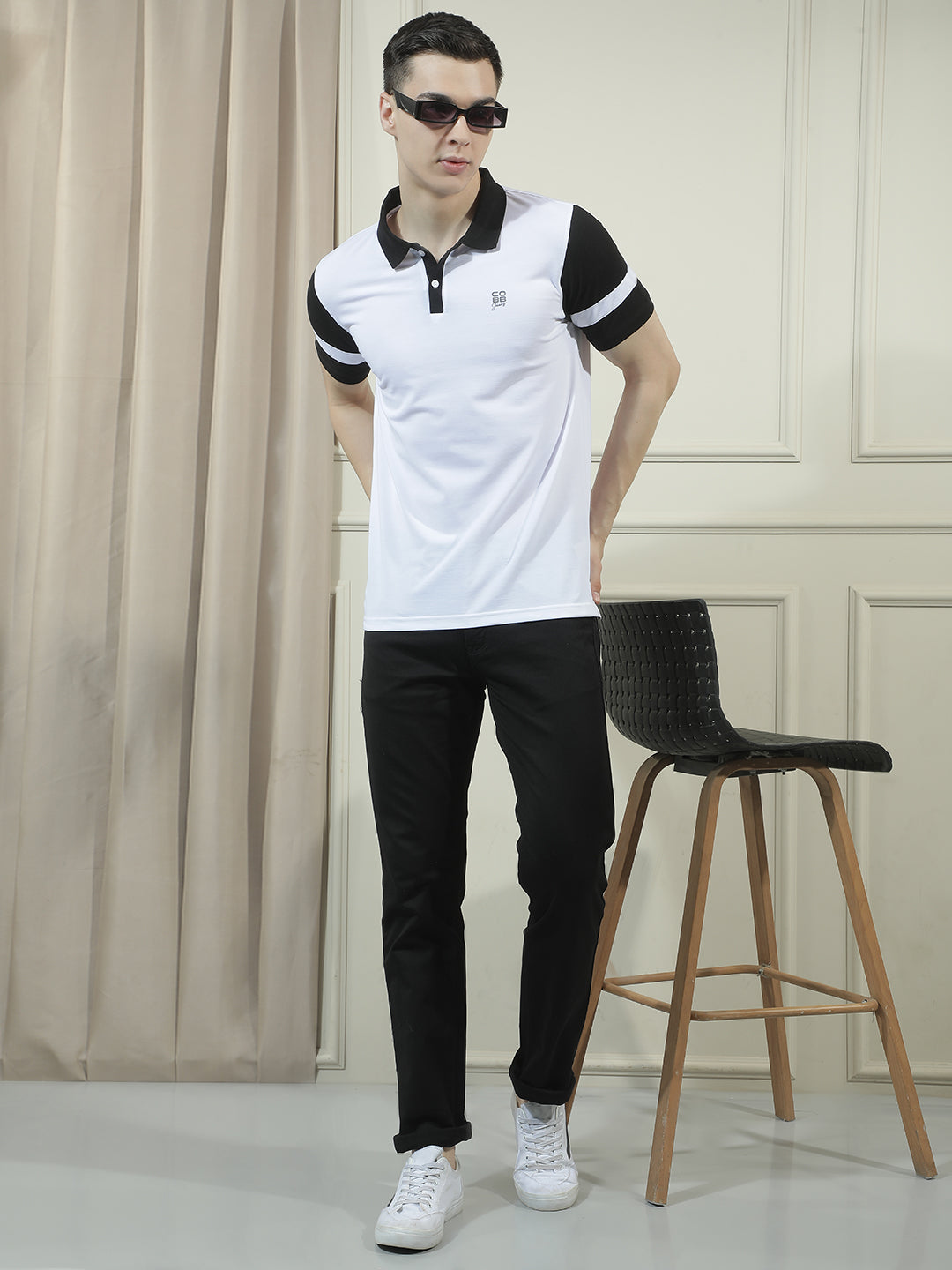 cobb black solid straight-fit premium jeans