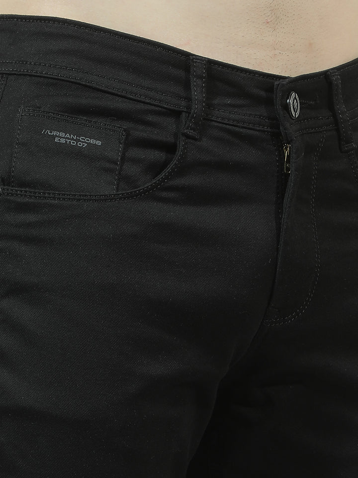 cobb black solid straight-fit premium jeans