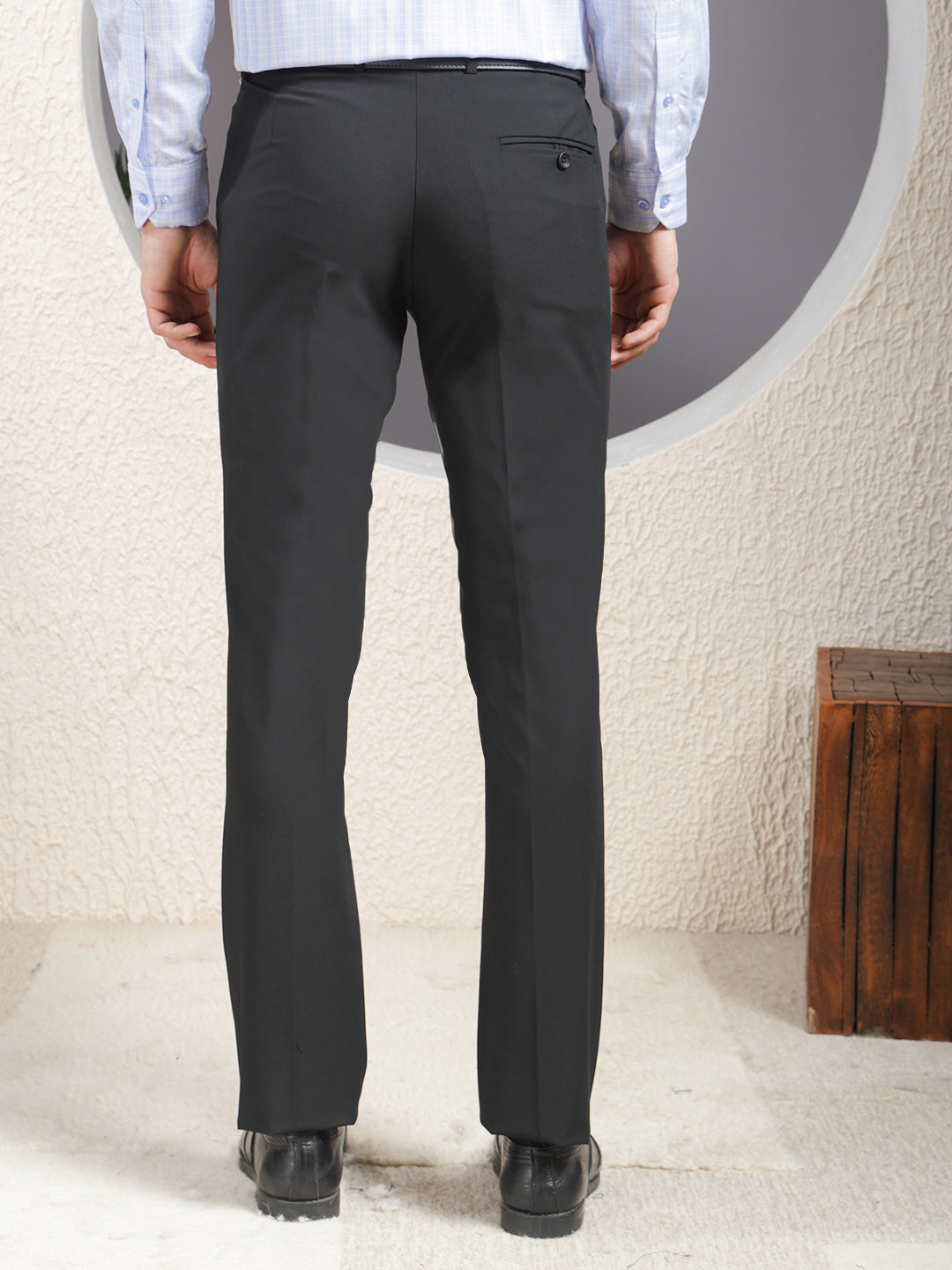 cobb solid black ultra-fit formal trouser