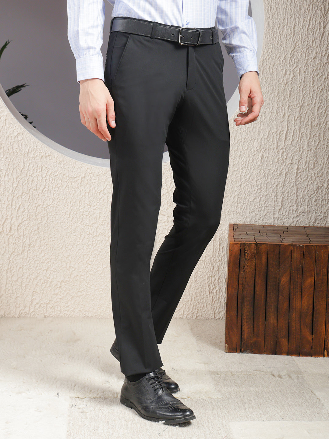 cobb solid black ultra-fit formal trouser
