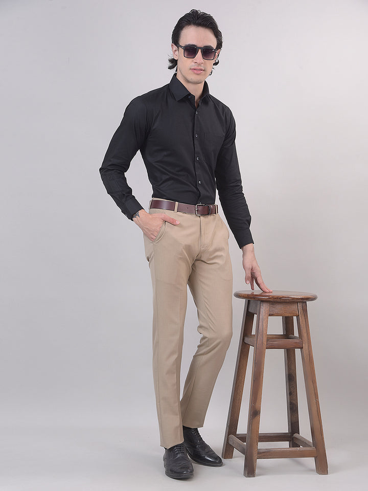 Black Self-Design Formal Shirt