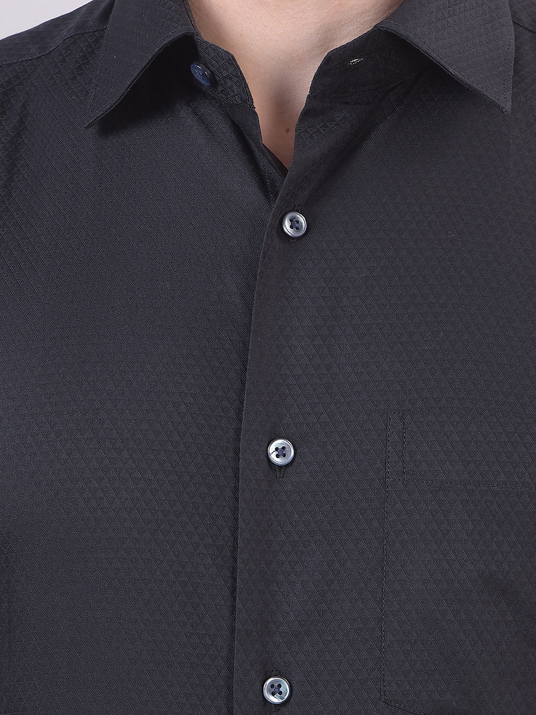 Black Self-Design Formal Shirt