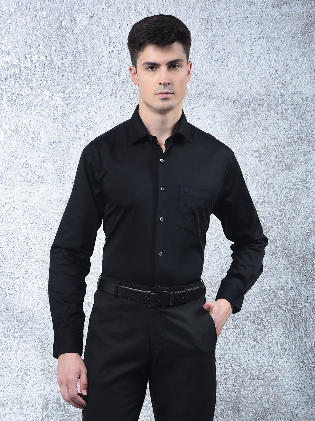 cobb solid black formal shirt