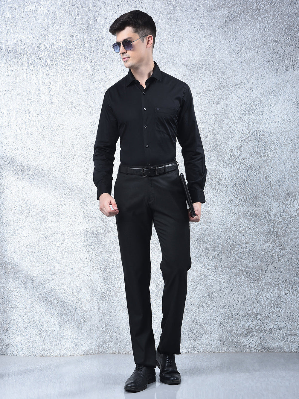 cobb solid black formal shirt