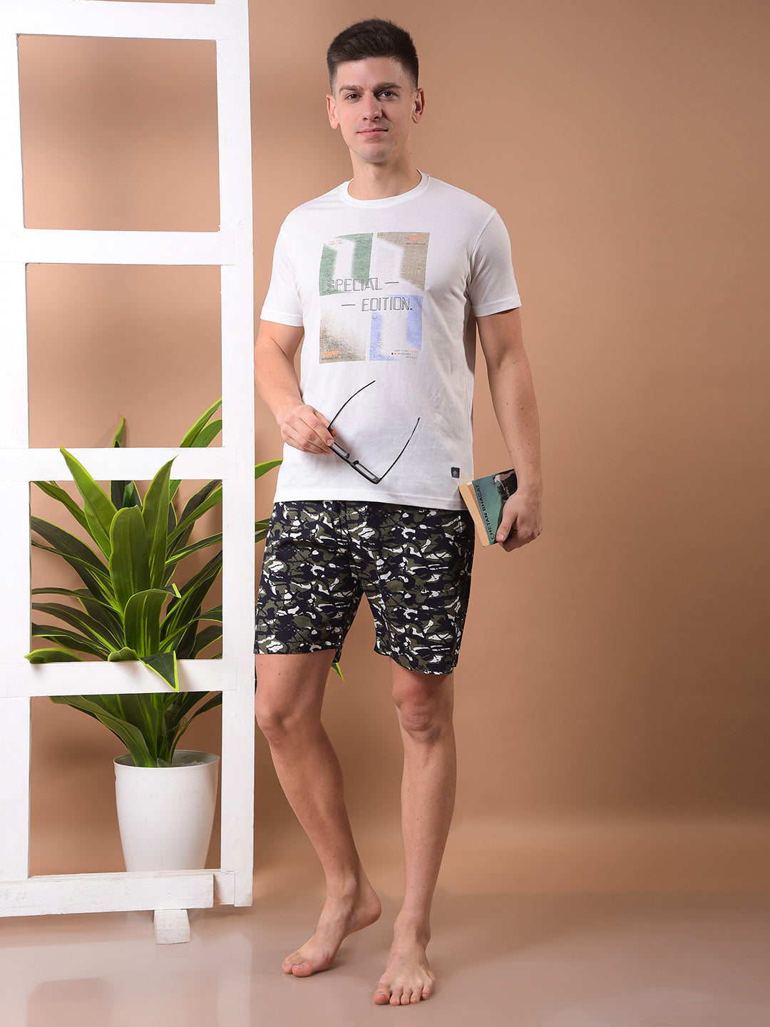 COBB CAMOUFLAGE PRINTED REGULAR-FIT SHORTS