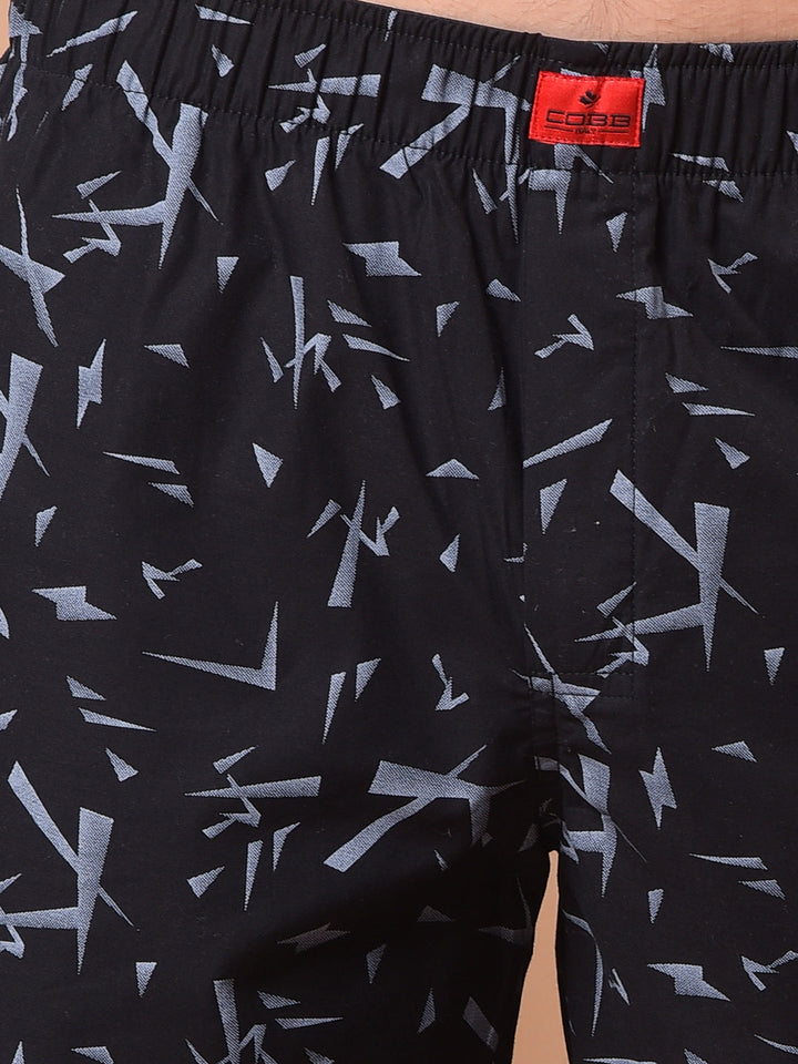 cobb black printed regular-fit shorts