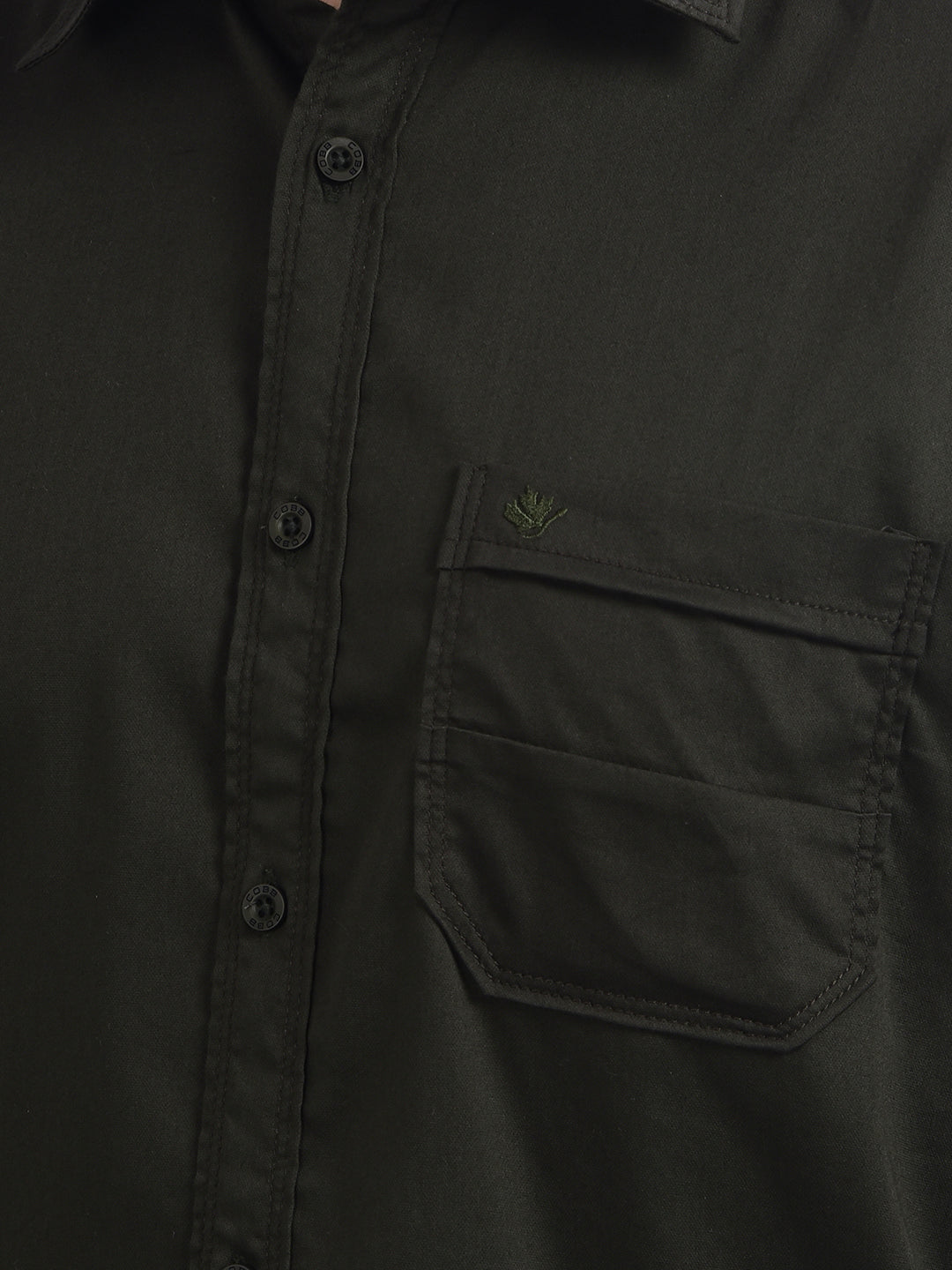 cobb solid dark olive stretchable casual shirt