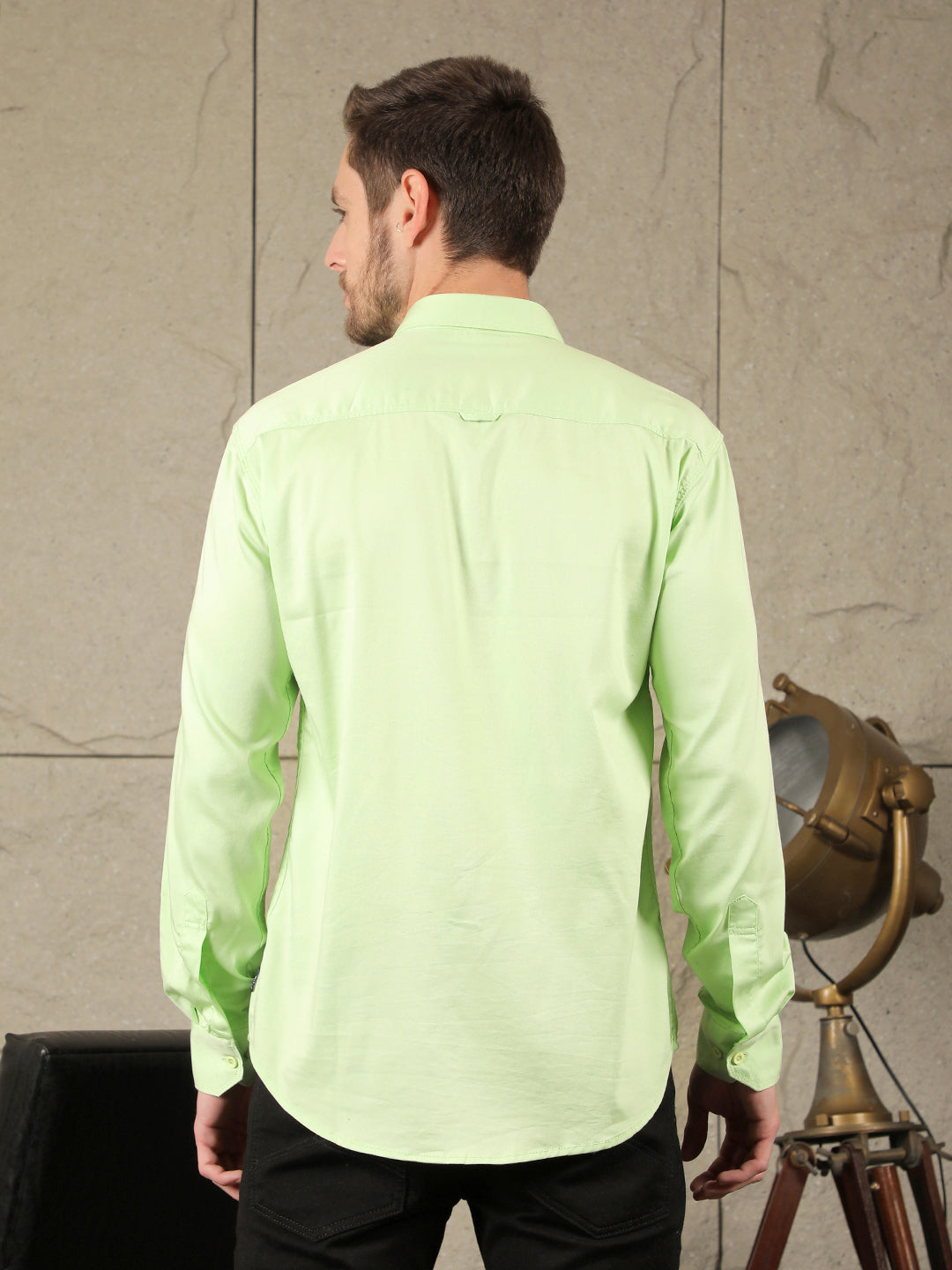 cobb solid light green stretchable casual shirt