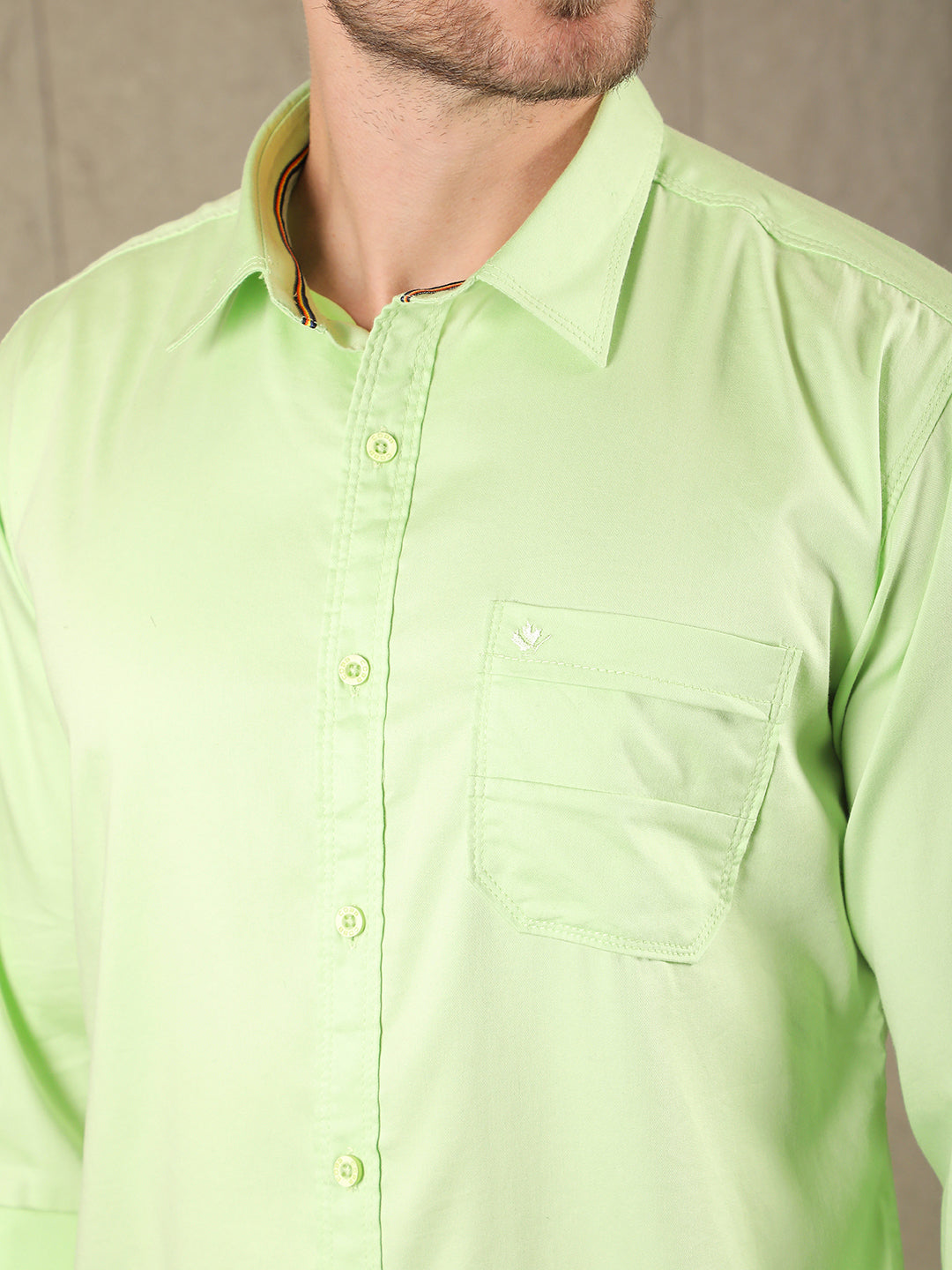 cobb solid light green stretchable casual shirt