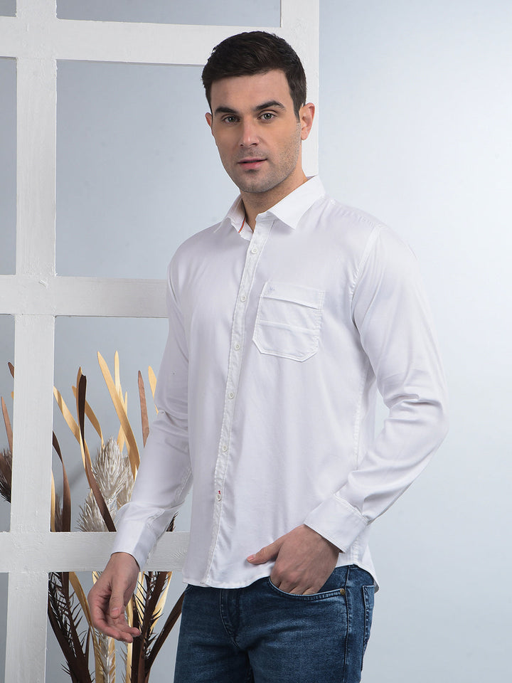 COBB SOLID WHITE STRETCHABLE CASUAL SHIRT