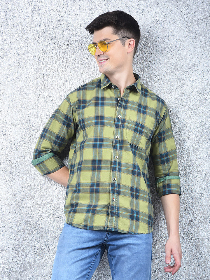 cobb mehandi checked casual shirt