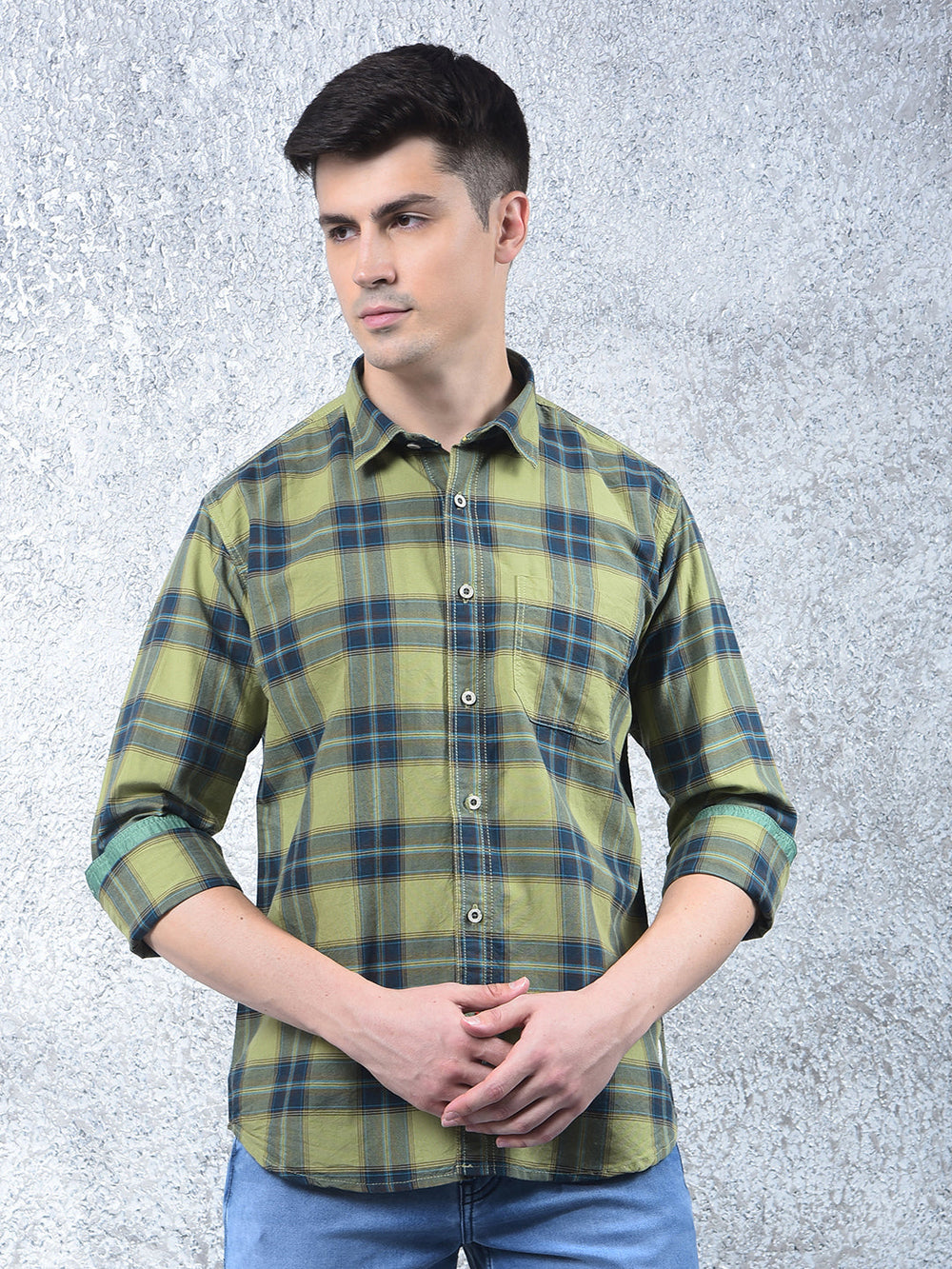 cobb mehandi checked casual shirt