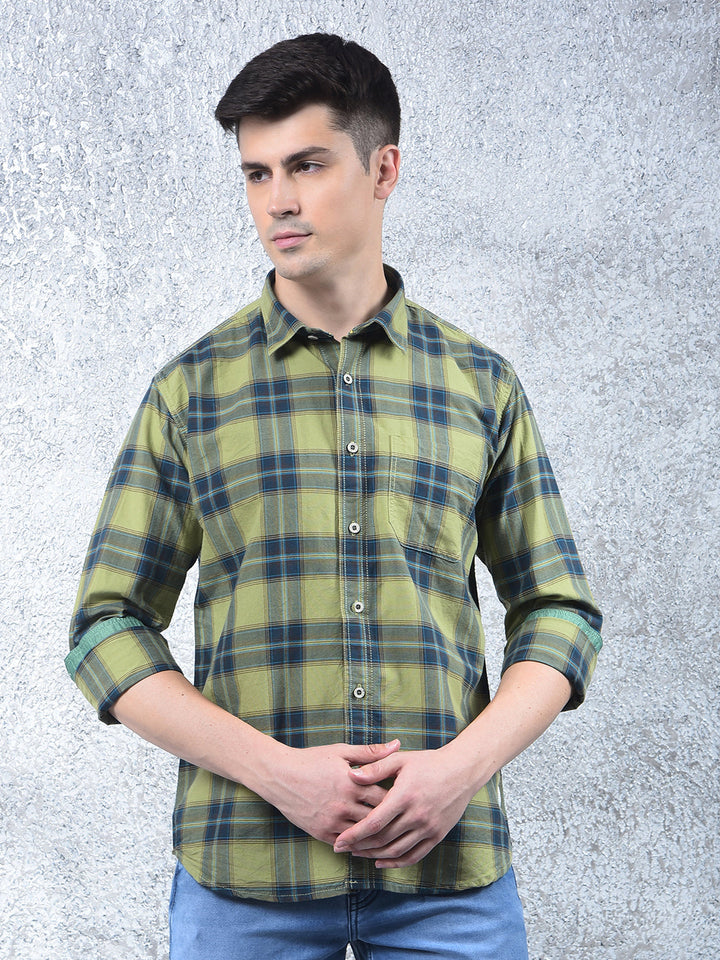 cobb mehandi checked casual shirt