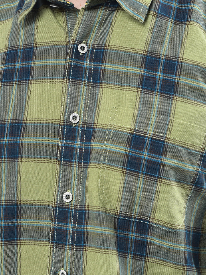 cobb mehandi checked casual shirt