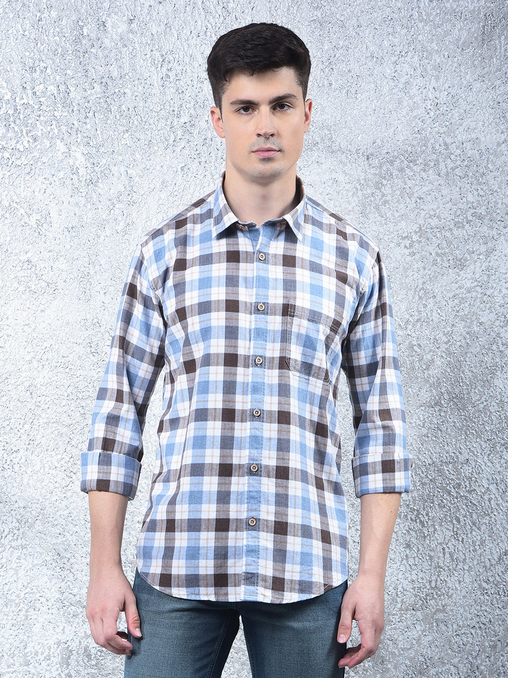 cobb blue checked casual shirt