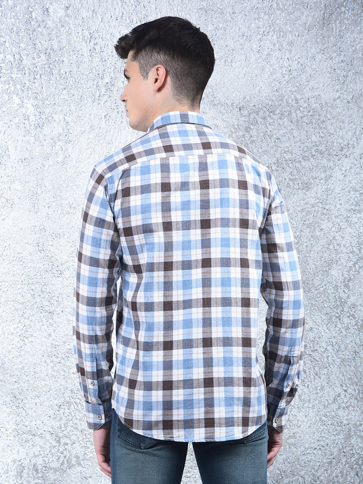 cobb blue checked casual shirt