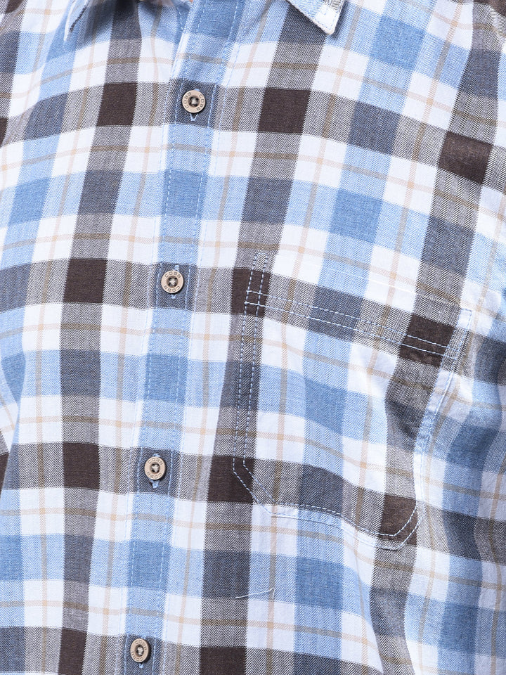 cobb blue checked casual shirt