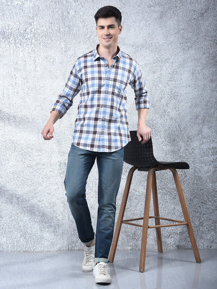 COBB BLUE CHECKED CASUAL SHIRT
