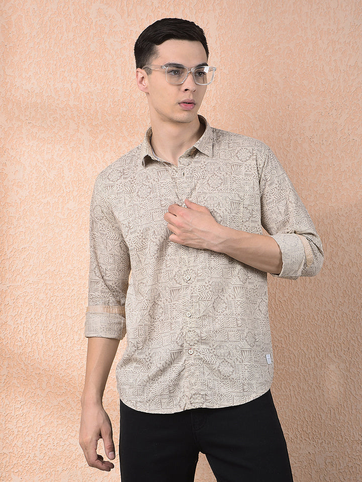 cobb natural printed slim-fit casual shirt