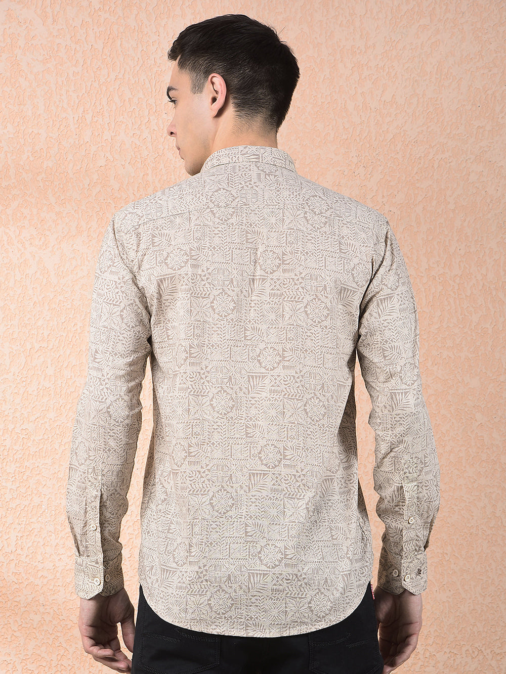 cobb natural printed slim-fit casual shirt