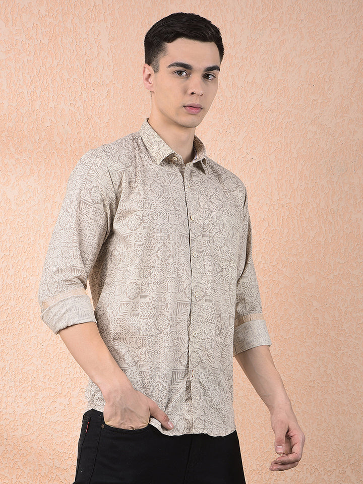 cobb natural printed slim-fit casual shirt