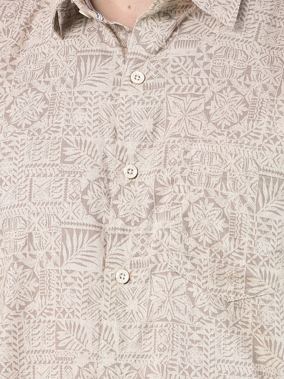 cobb natural printed slim-fit casual shirt