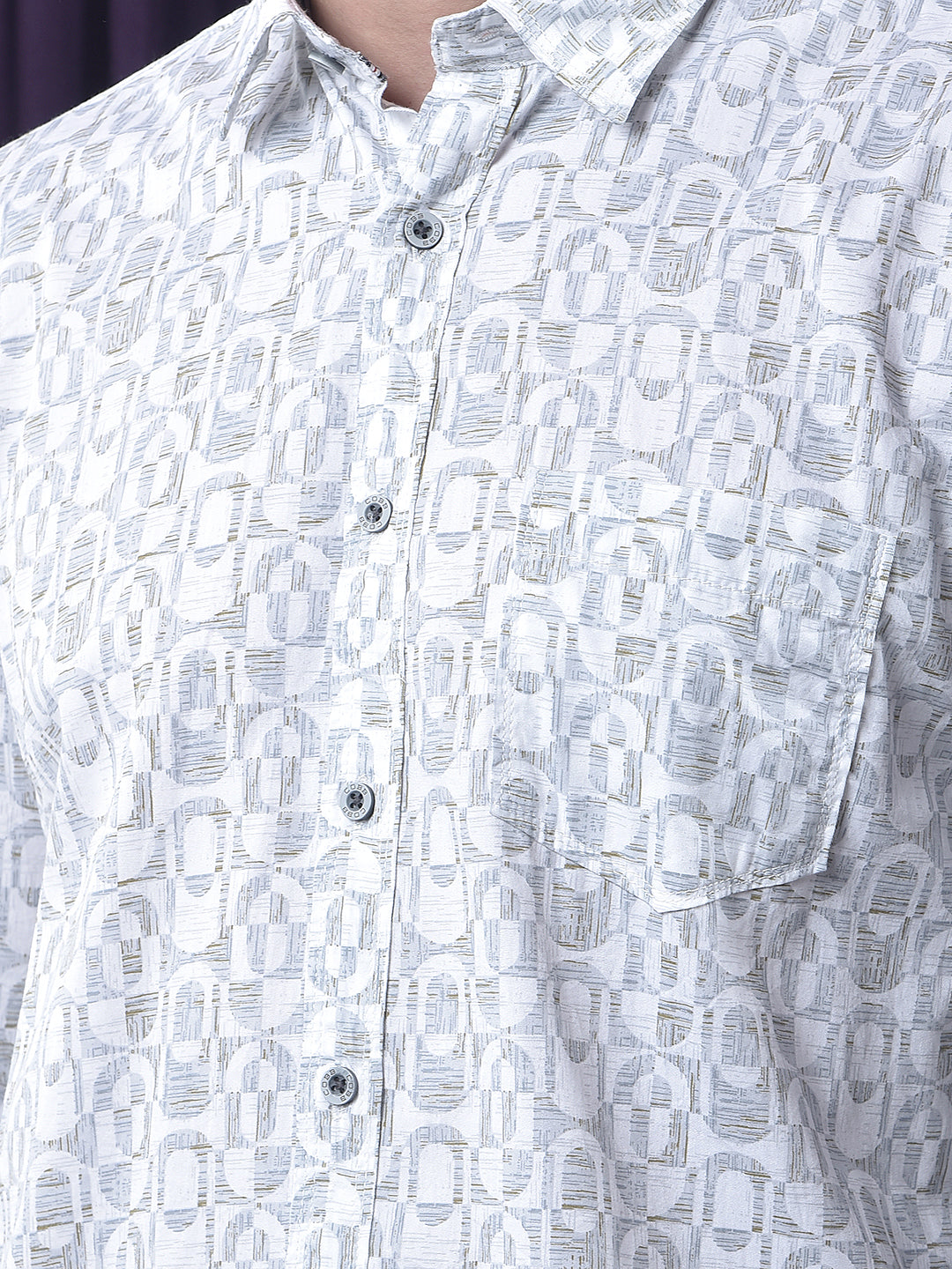 COBB GREY PRINTED SLIM-FIT CASUAL SHIRT