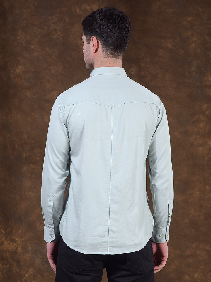 cobb mint solid slim-fit casual shirt