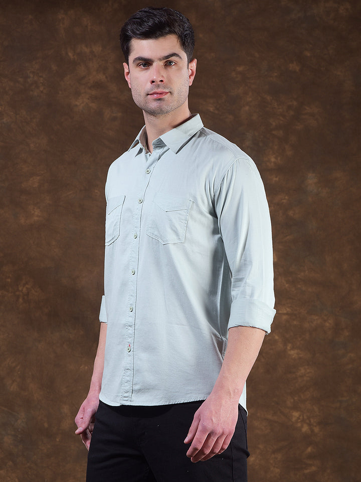 cobb mint solid slim-fit casual shirt