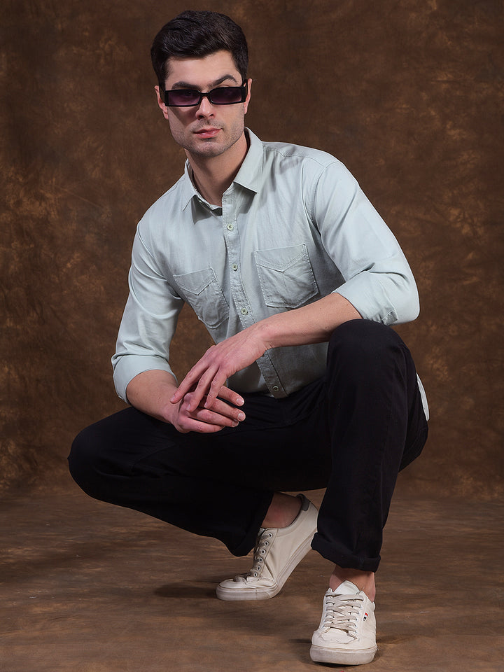 COBB MINT SOLID SLIM-FIT CASUAL SHIRT