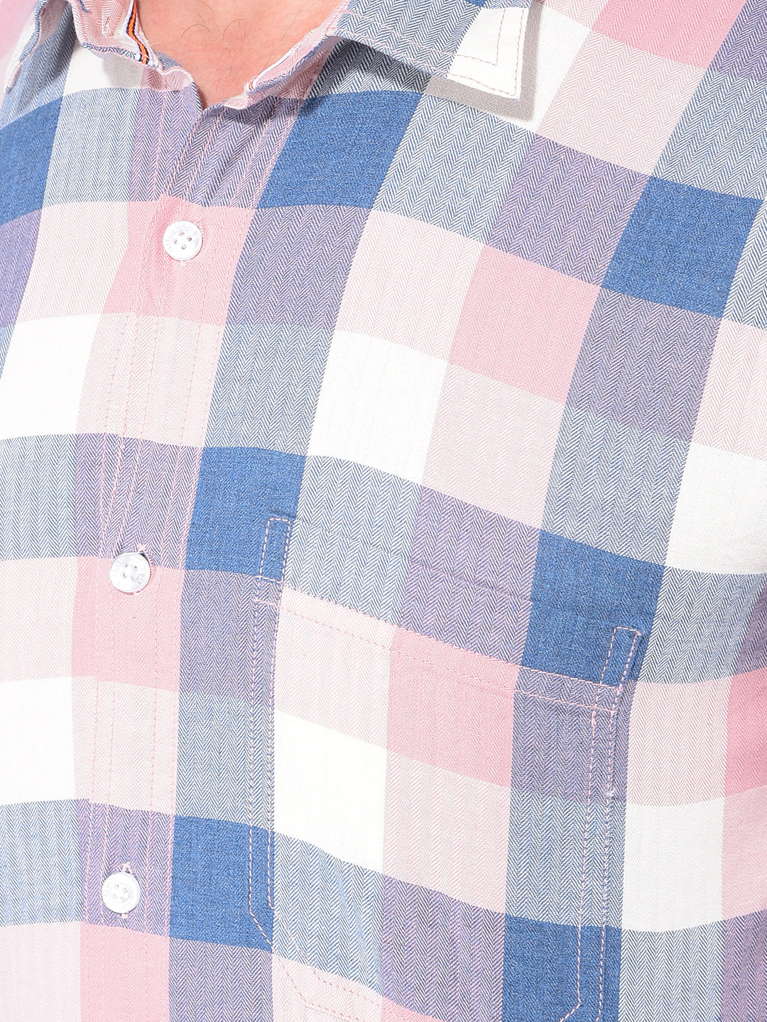 COBB LIGHT MAUVE CHECKED SLIM FIT CASUAL SHIRT