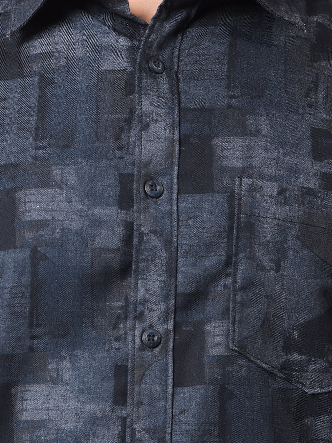 cobb dark grey printed slim-fit casual shirt