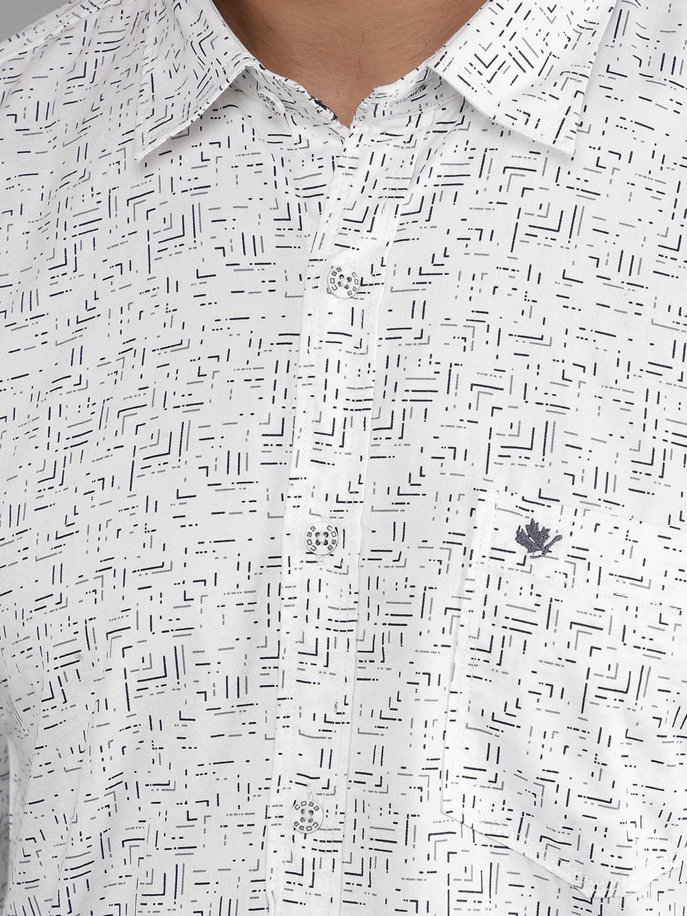 cobb white printed slim-fit casual shirt