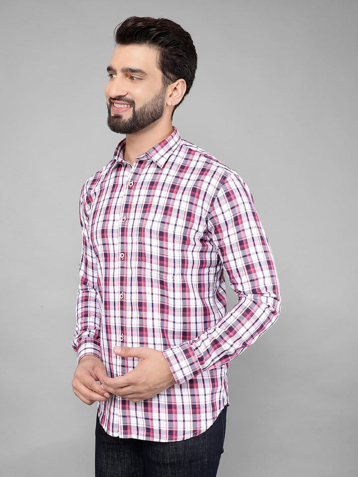 cobb rouge checked slim-fit casual shirt