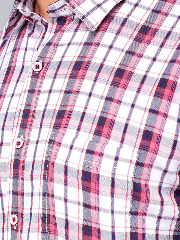 cobb rouge checked slim-fit casual shirt