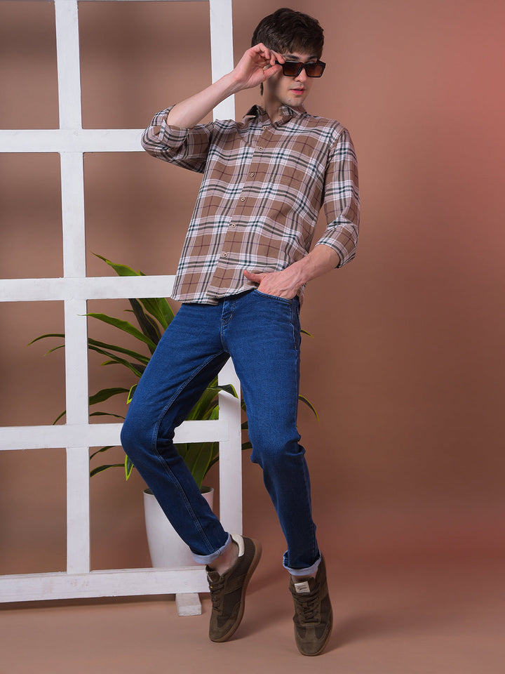 COBB BROWN CHECKED SLIM-FIT CASUAL SHIRT