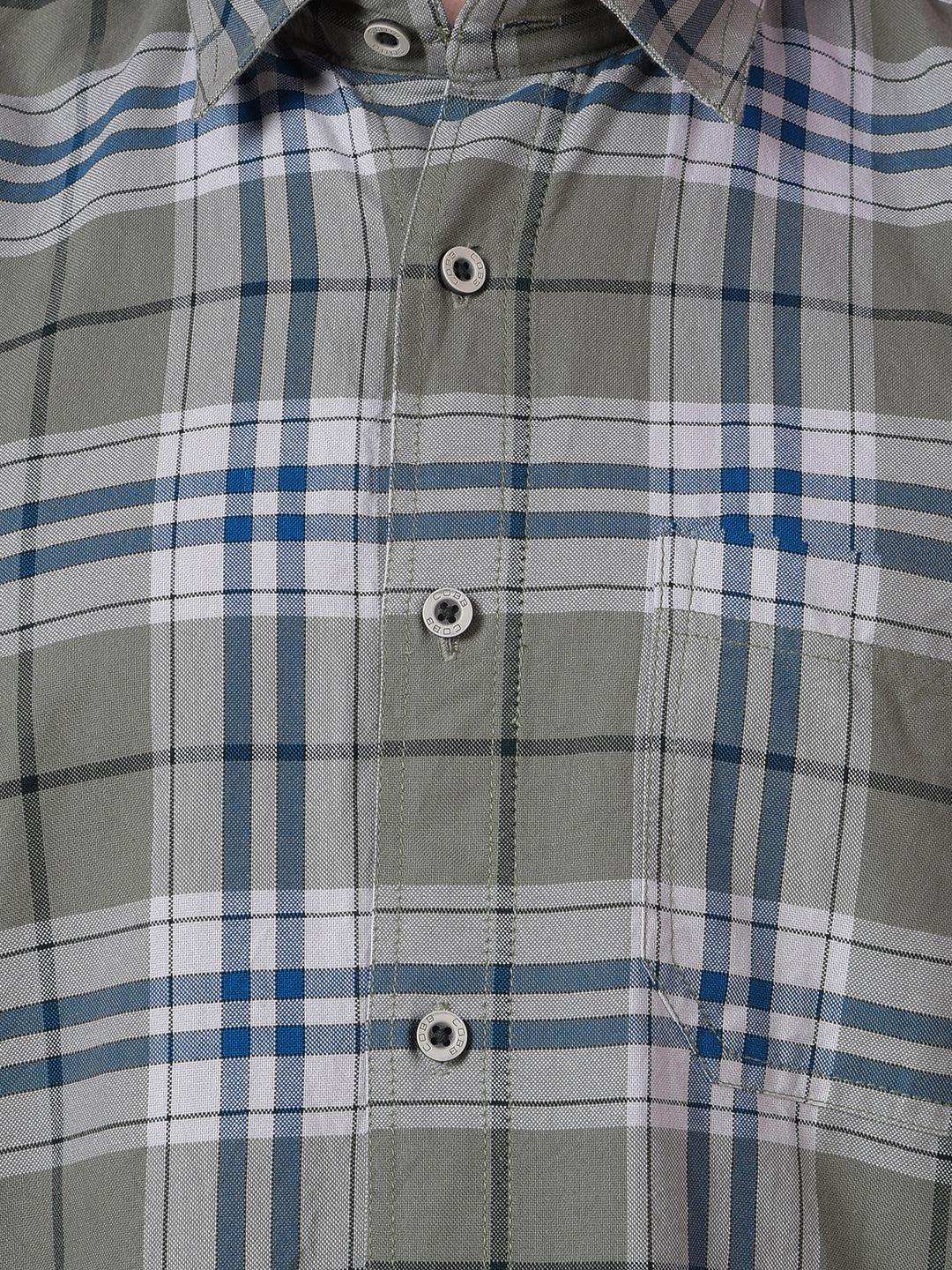 cobb green checked slim-fit casual shirt