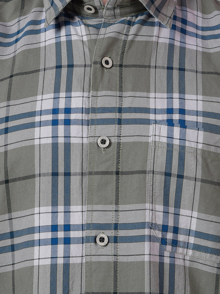 cobb green checked slim-fit casual shirt