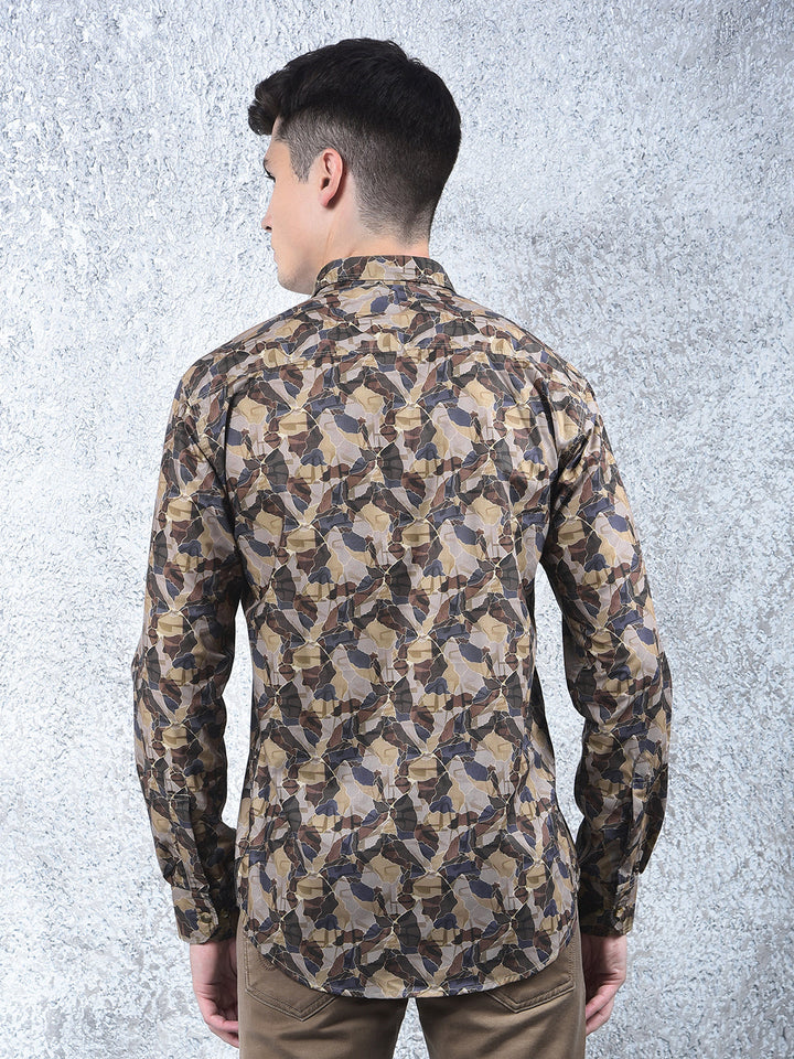 cobb camel printed casual shirt