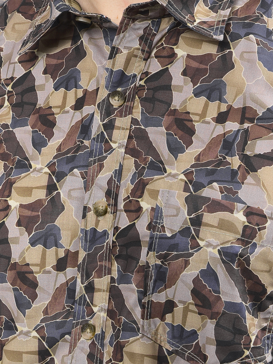 cobb camel printed casual shirt